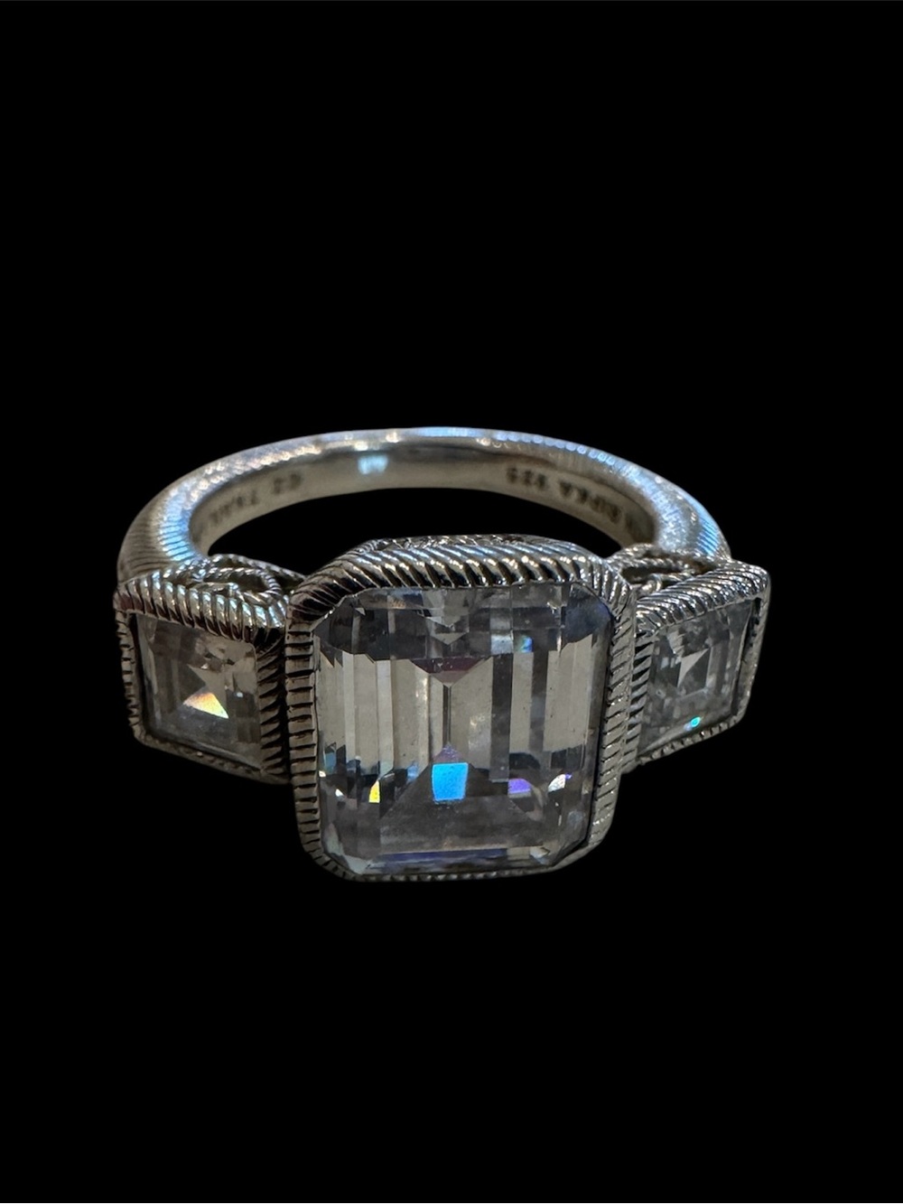 Judith Ripka Sterling Silver Triple-Cut CZ Ring
